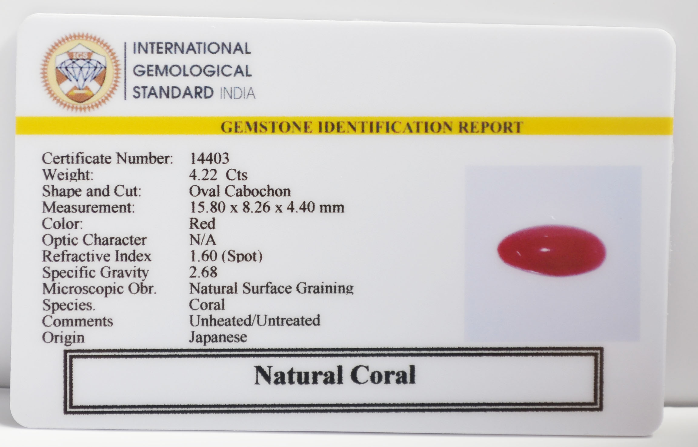 CORAL 4.22 Ct.