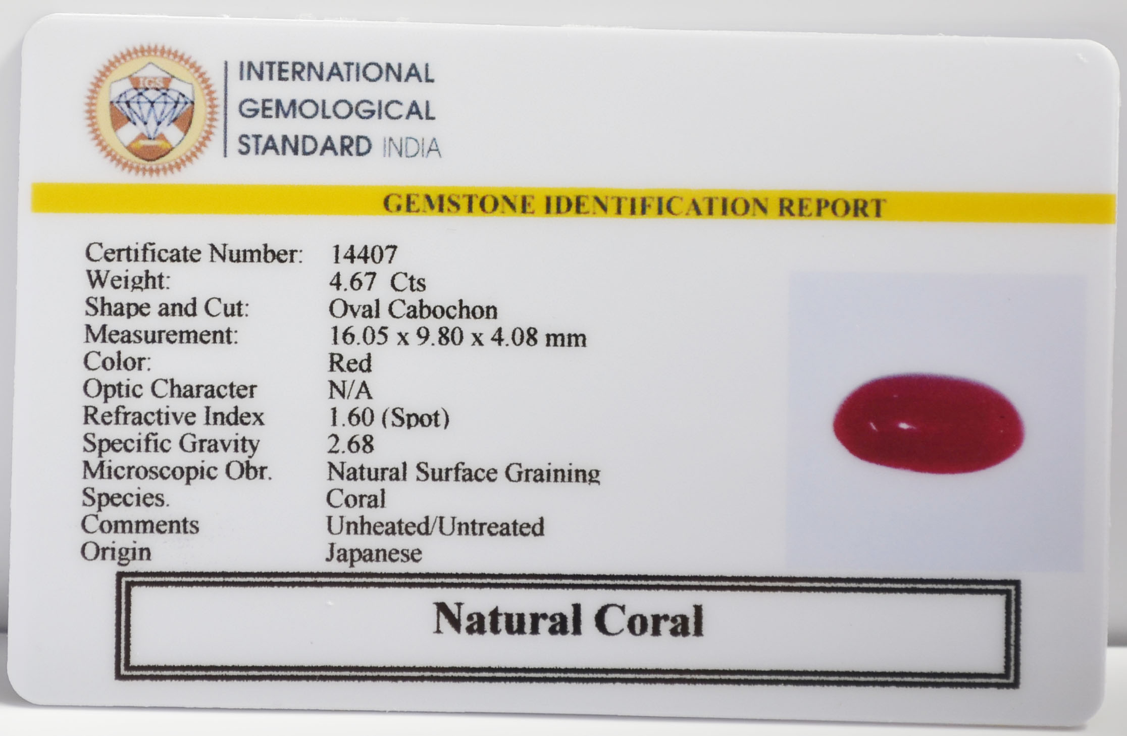 CORAL 4.67 Ct.