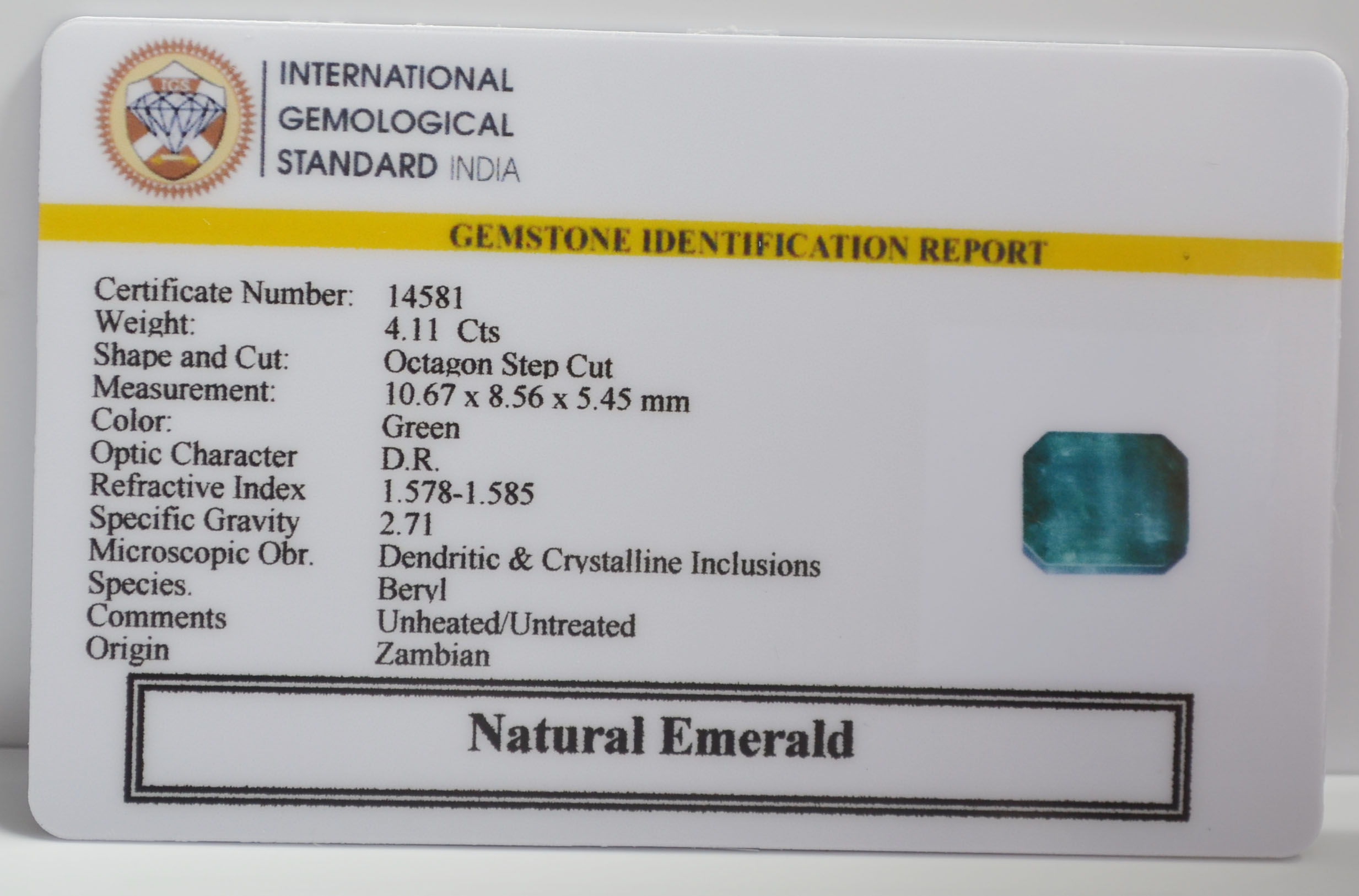 EMERALD 4.11 Ct.