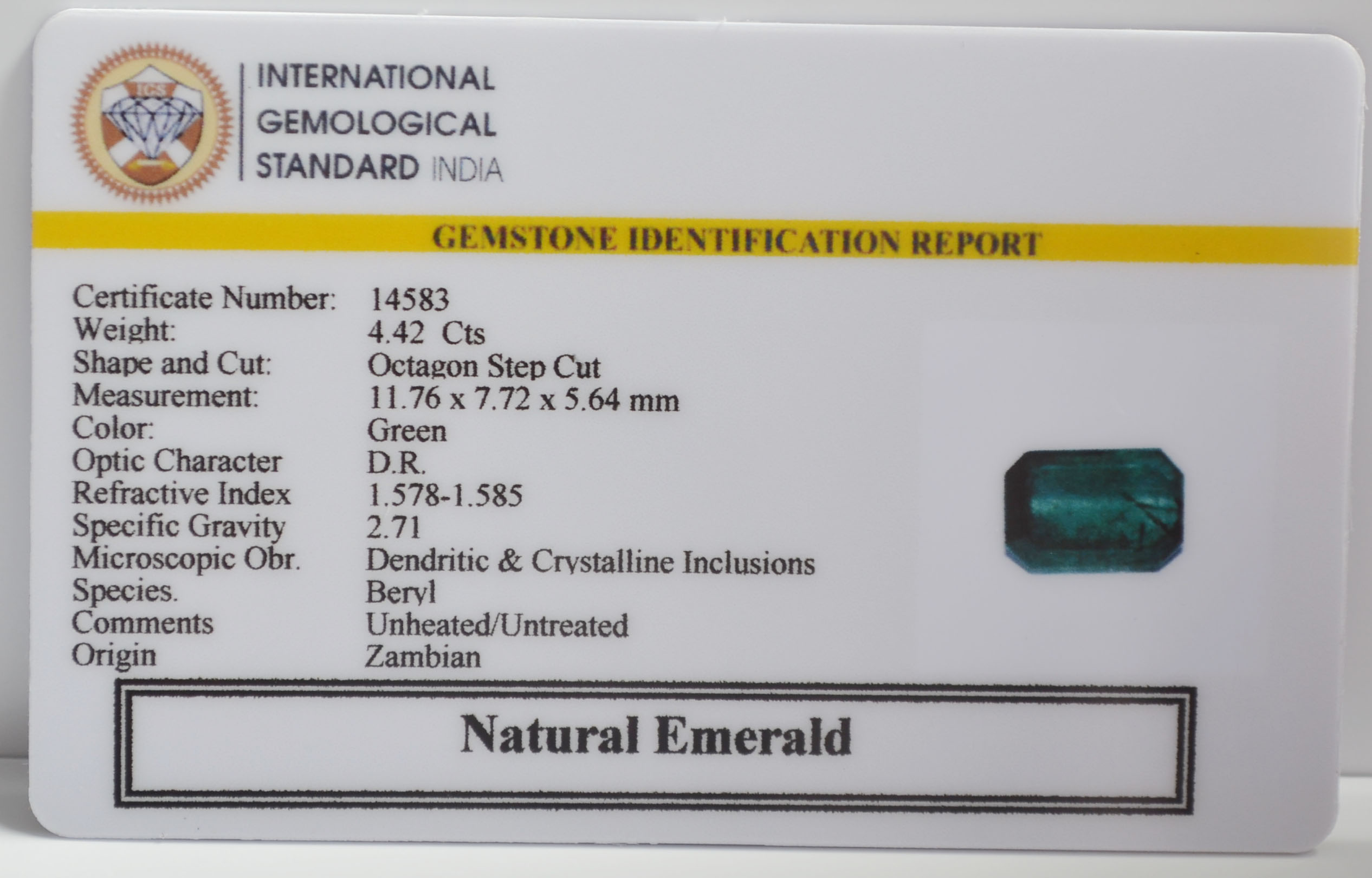 EMERALD 4.42 Ct.