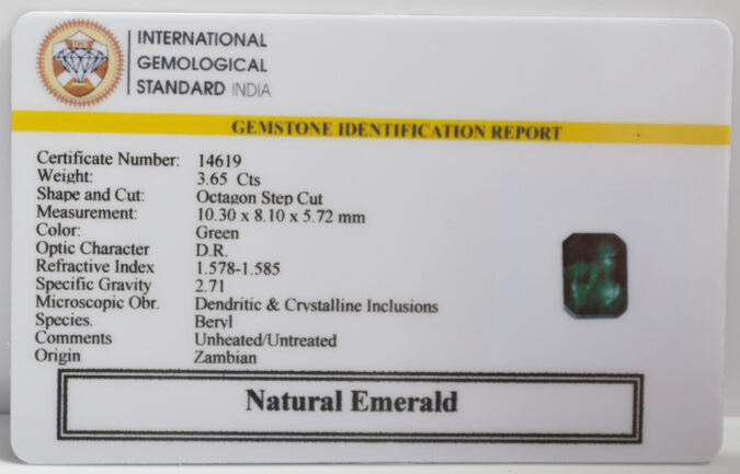EMERALD 3.65 Ct.