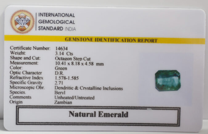 EMERALD 3.14 Ct. EMERALD 3.14 Ct.