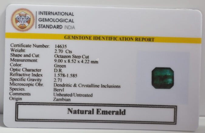 EMERALD 2.7 Ct. EMERALD 2.7 Ct.