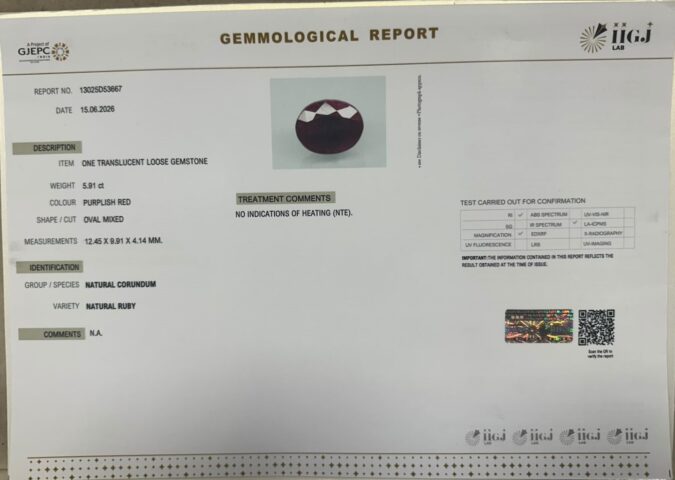 RUBY 5.91 Ct.