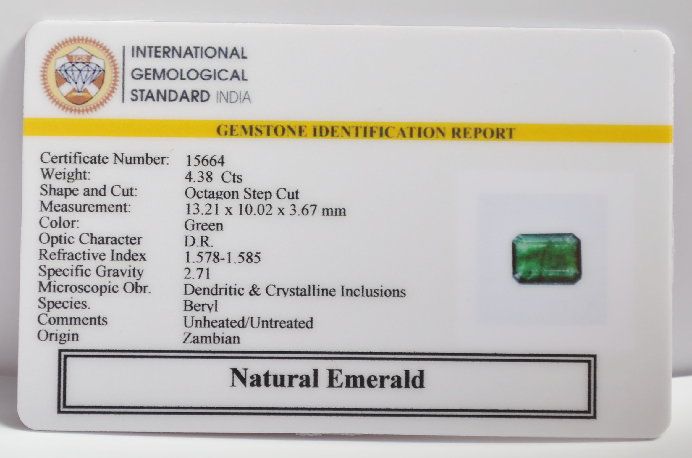 EMERALD 4.38 Ct.