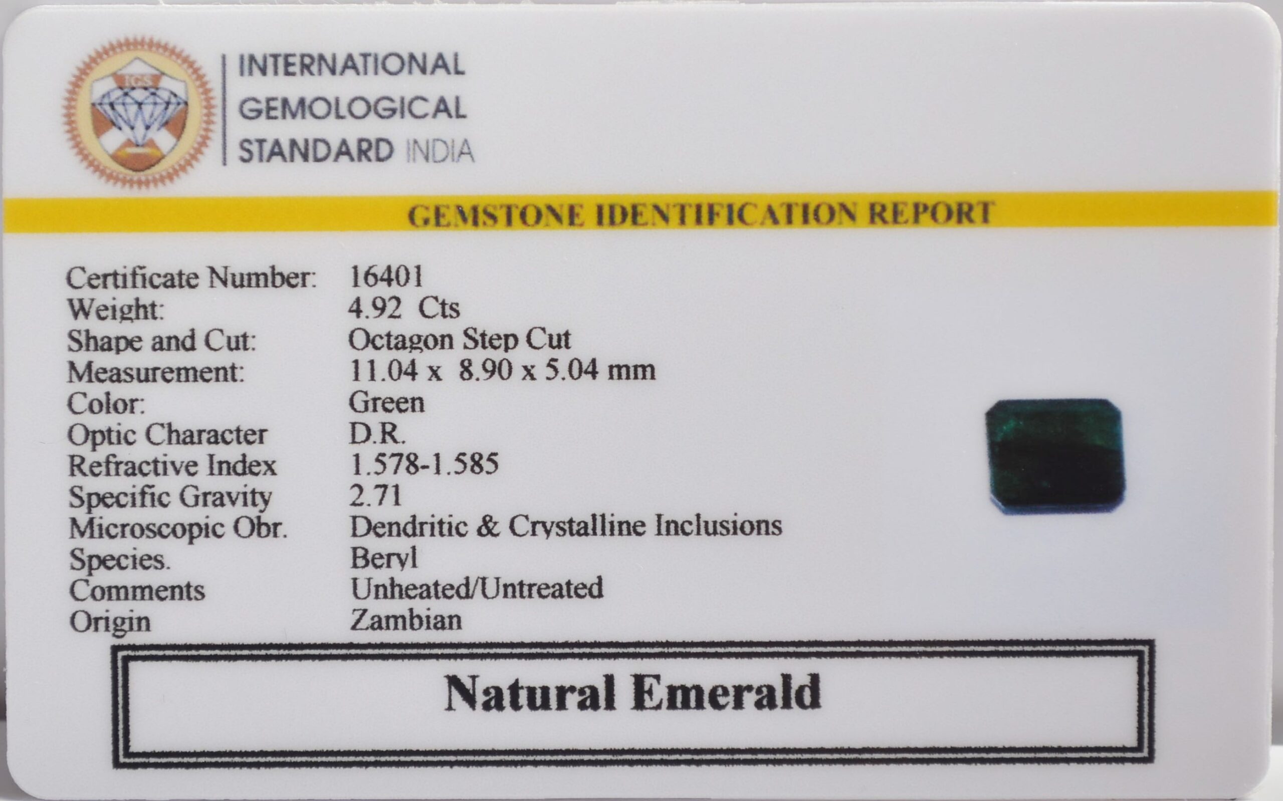 EMERALD 4.92 Ct.