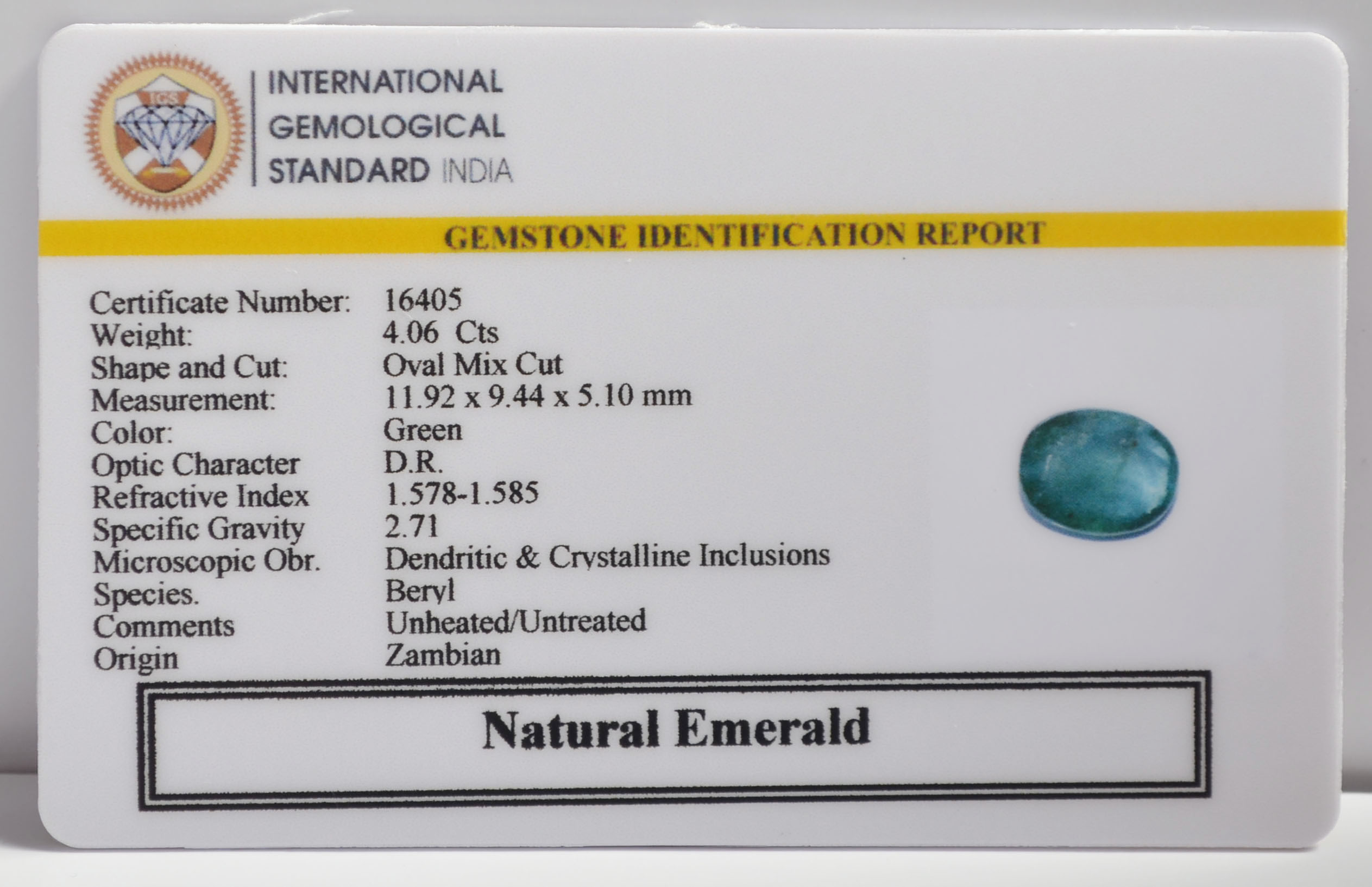 EMERALD 4.06 Ct.