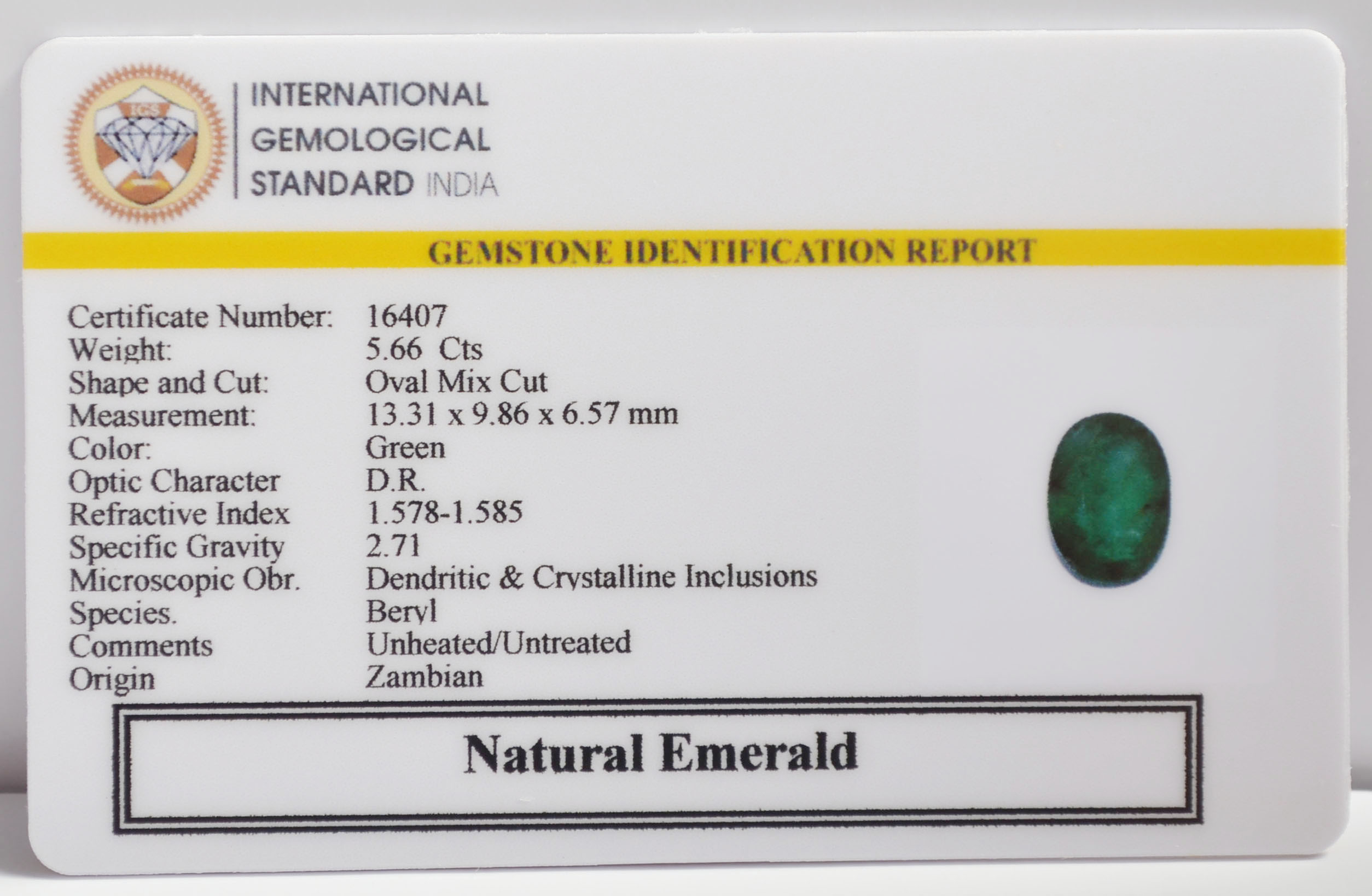 EMERALD 5.66 Ct.