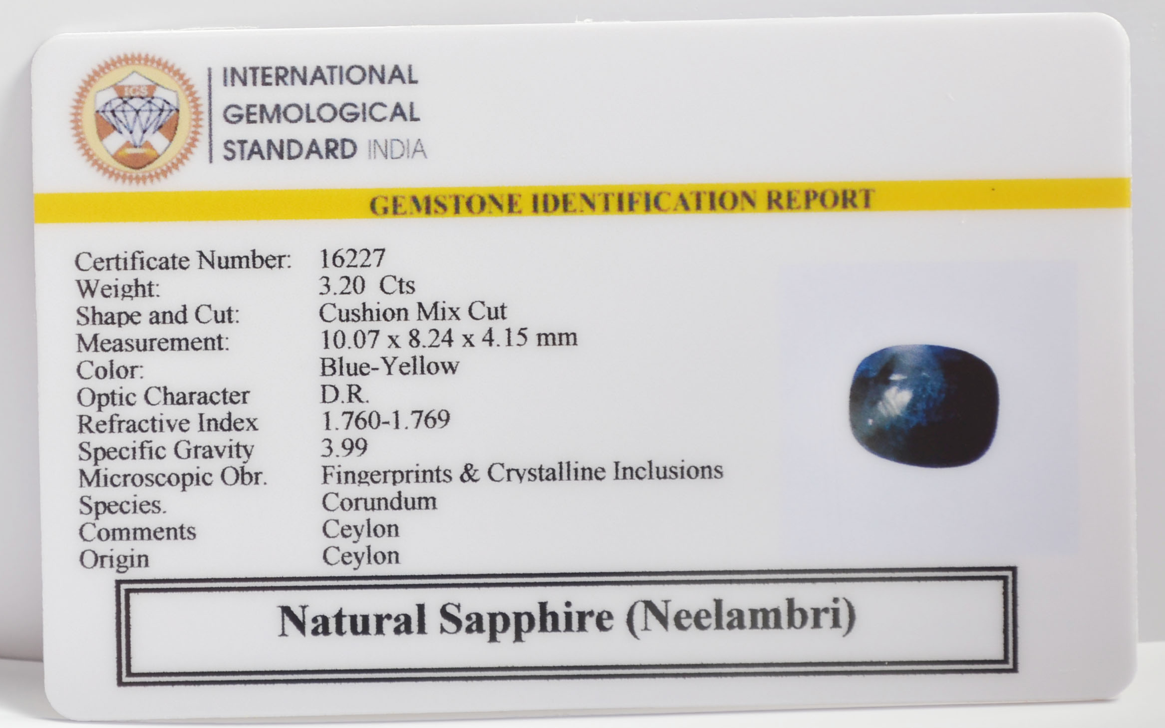 NATURAL SAPPHIRE 3.2 Ct.