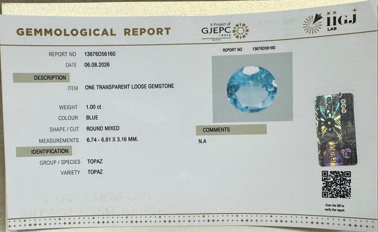 BLUE TOPAZ 1 Ct.