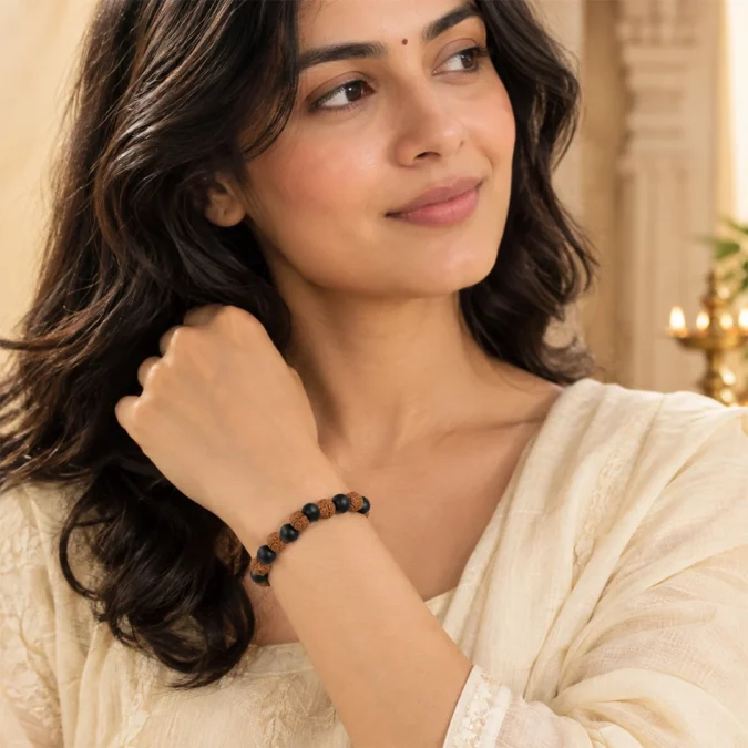 Rudraksha karungali bracelet black dori 8mm