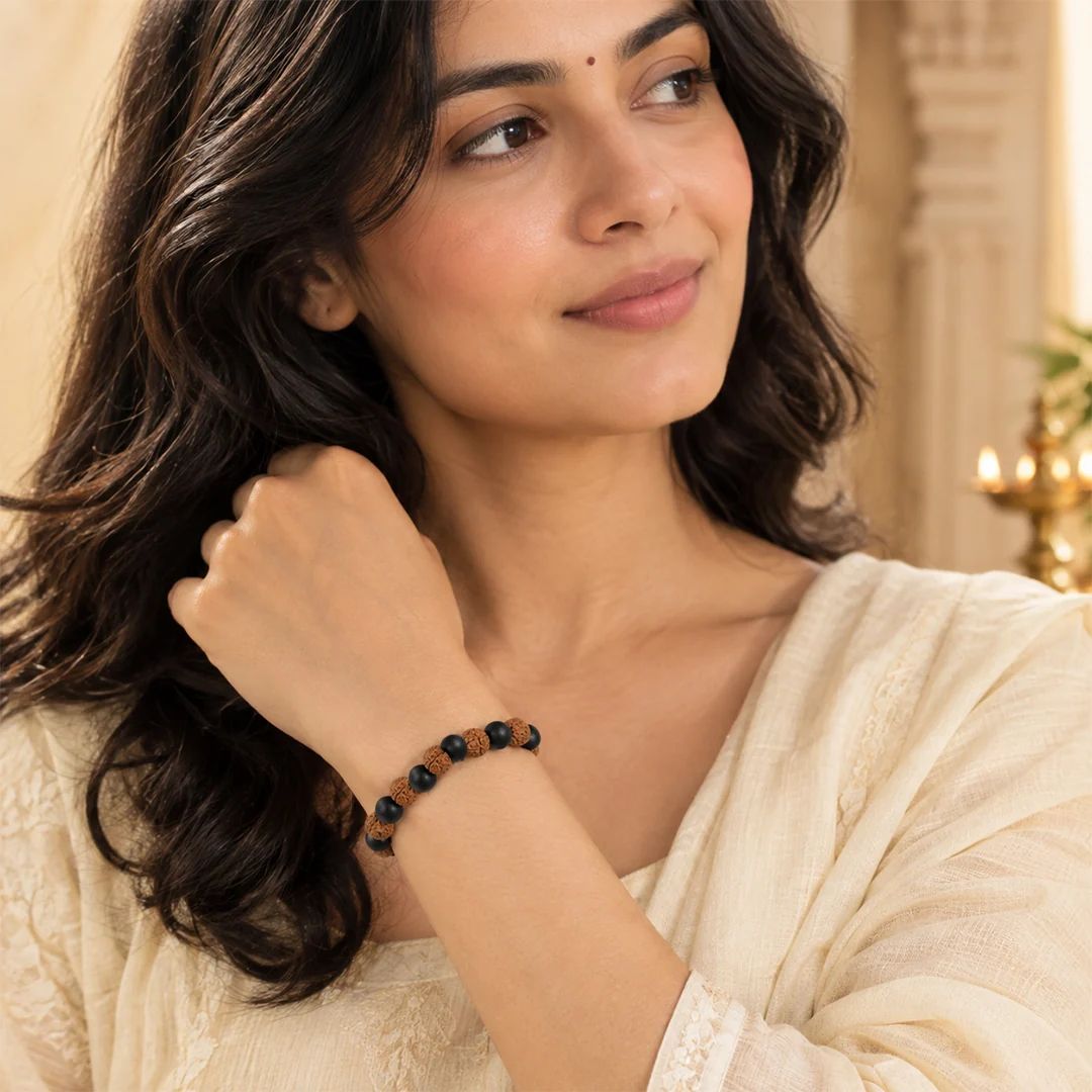 Rudraksha karungali bracelet black dori 8mm