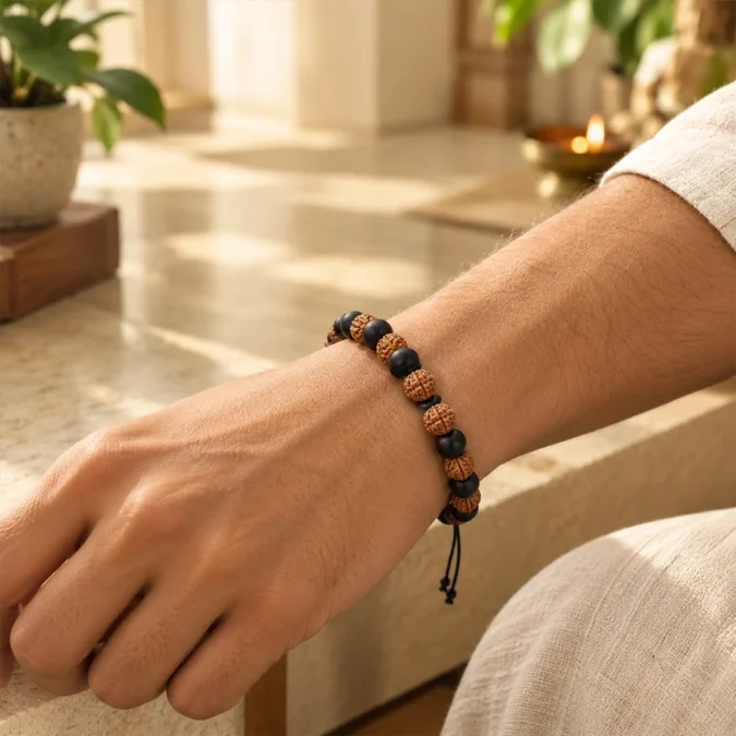 Rudraksha karungali bracelet black dori 8mm