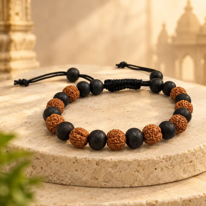 Rudraksha karungali bracelet black dori 8mm