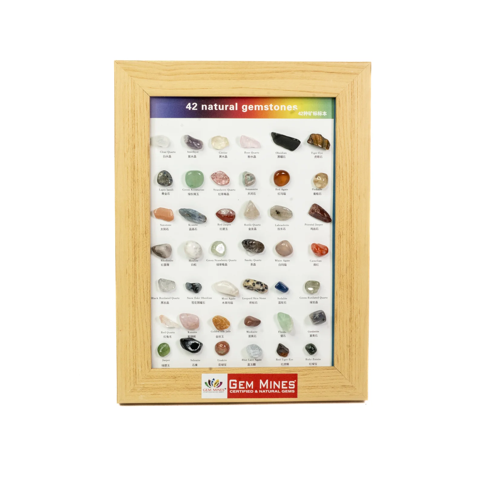 42 Natural Hapiness Tumbled Crystals Frame | Brings Money & Abundance | Maa Lakshmi Pooja Decorative Items for Home & Office | Gift