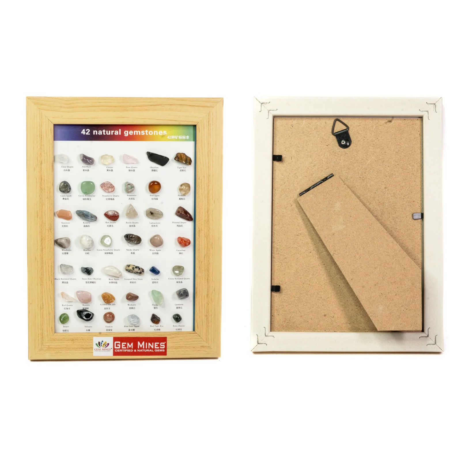 42 Natural Hapiness Tumbled Crystals Frame | Brings Money & Abundance | Maa Lakshmi Pooja Decorative Items for Home & Office | Gift
