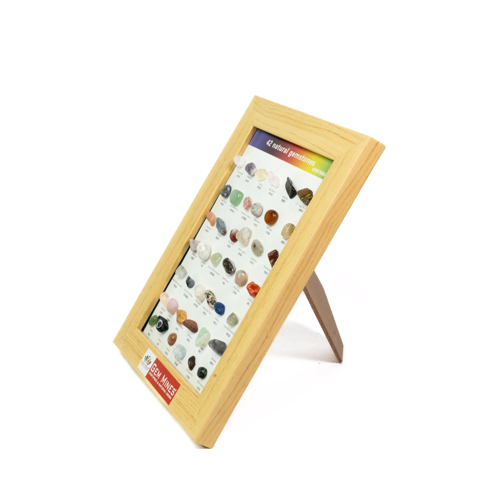 42 Natural Hapiness Tumbled Crystals Frame | Brings Money & Abundance | Maa Lakshmi Pooja Decorative Items for Home & Office | Gift