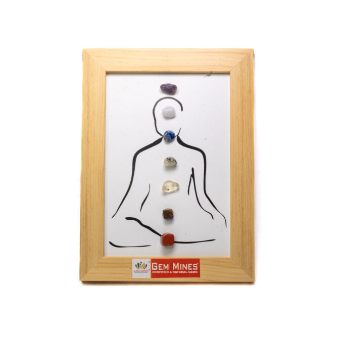 7 Chakra Frame | Pyrite Stone Brings Money & Abundance | Pooja Decorative Items for Home & Office | Gift for Man & Woman | Alignment