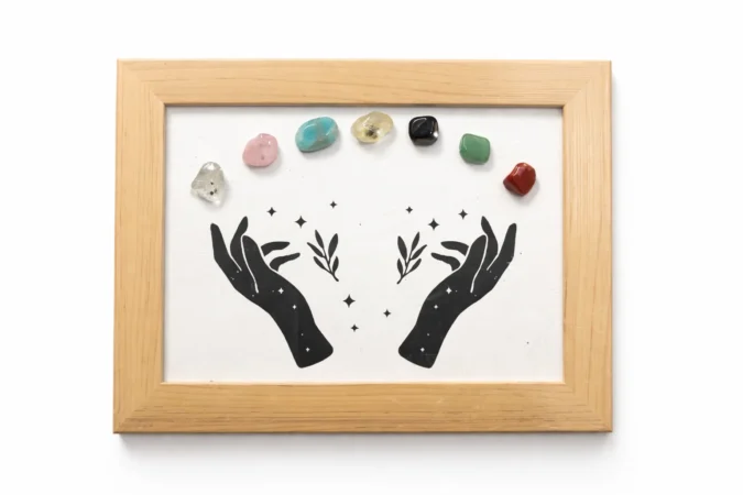 7 Ckhara Healing Crystal Frame Seven Chakras Mandala Sun for Home Trading Pooja Decorative Items for Home & Office | Gift