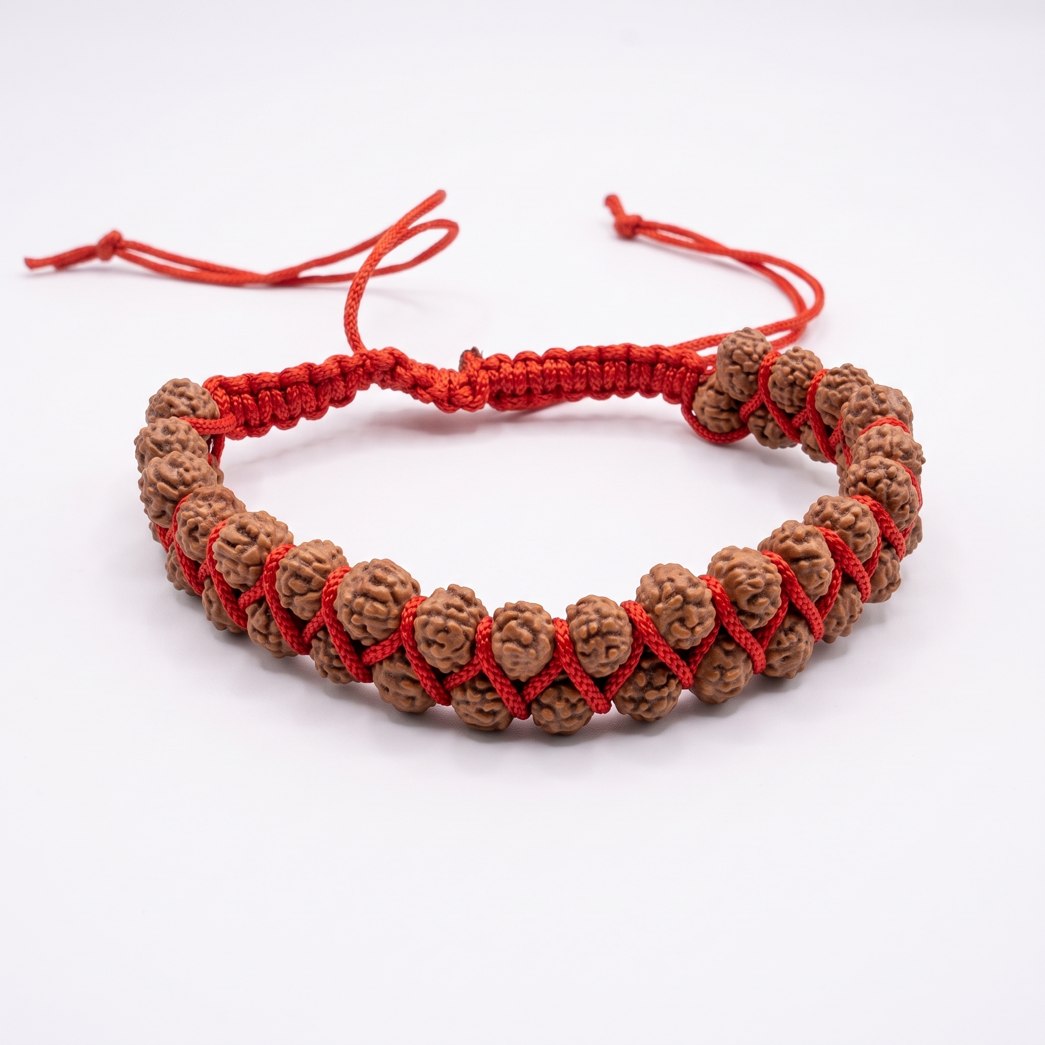 5 Mukhi Rudraksha Bracelet Double Layer With Red Band