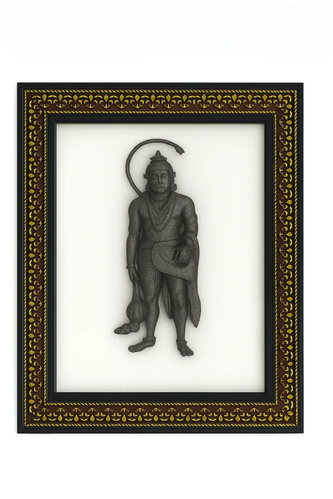 Pyrite Hanuman Ji Frame | Pyrite Stone Brings Money & Abundance | Ram bhakt Pooja Decorative Items for Home & Office | Gift