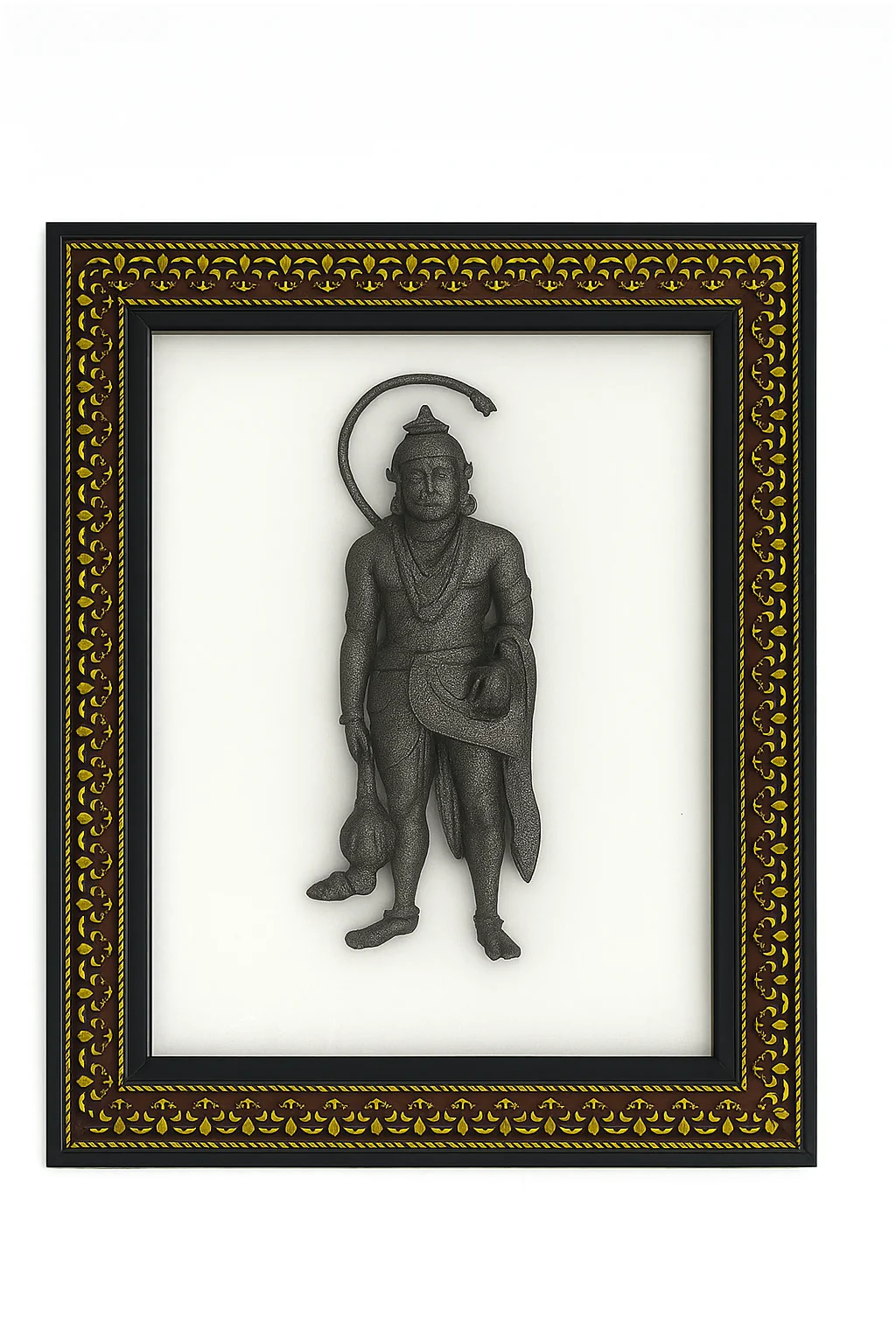 Pyrite Hanuman Ji Frame | Pyrite Stone Brings Money & Abundance | Ram bhakt Pooja Decorative Items for Home & Office | Gift