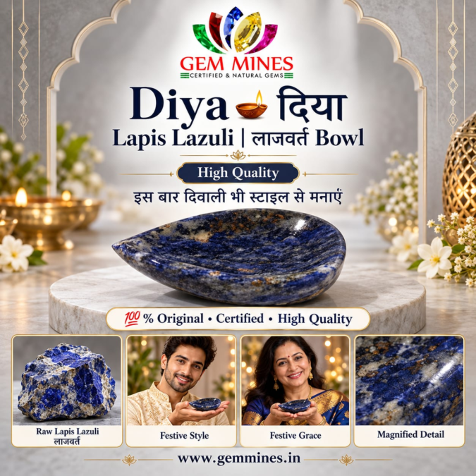 Diya 🪔 दिया – Lapis Lazuli Lazvart Bowl – Vastu Remedy for Protection, Wisdom & Abundance & Diwali celebration gift. Feng Shui Wealth & Protection Diya.