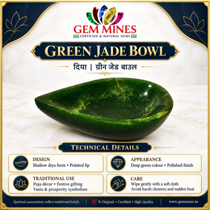 Diya 🪔 Green Jade. Diwali Gift & Wealth, Crystal Bowl | Vastu Remedy & Positive Energy | Feng Shui Wealth & Protection
