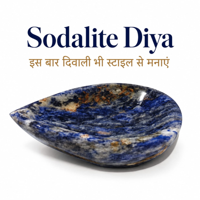 Diya 🪔 दिया – Sodalite Bowl – Vastu Remedy for Protection, Wisdom & Abundance & Diwali celebration gift. Feng Shui Wealth & Protection Diya.