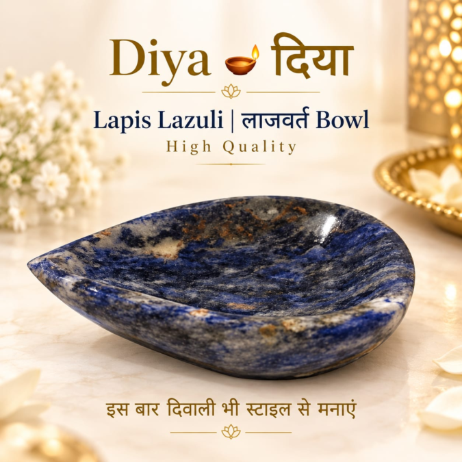 Diya 🪔 दिया – Lapis Lazuli Lazvart Bowl – Vastu Remedy for Protection, Wisdom & Abundance & Diwali celebration gift. Feng Shui Wealth & Protection Diya.