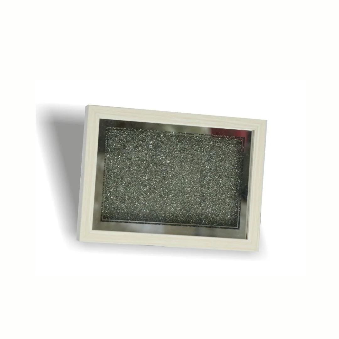 Pyrite Dust Frame | Pyrite Stone Brings Money & Abundance | Wealth Pooja Decorative Items for Home & Office | Gift